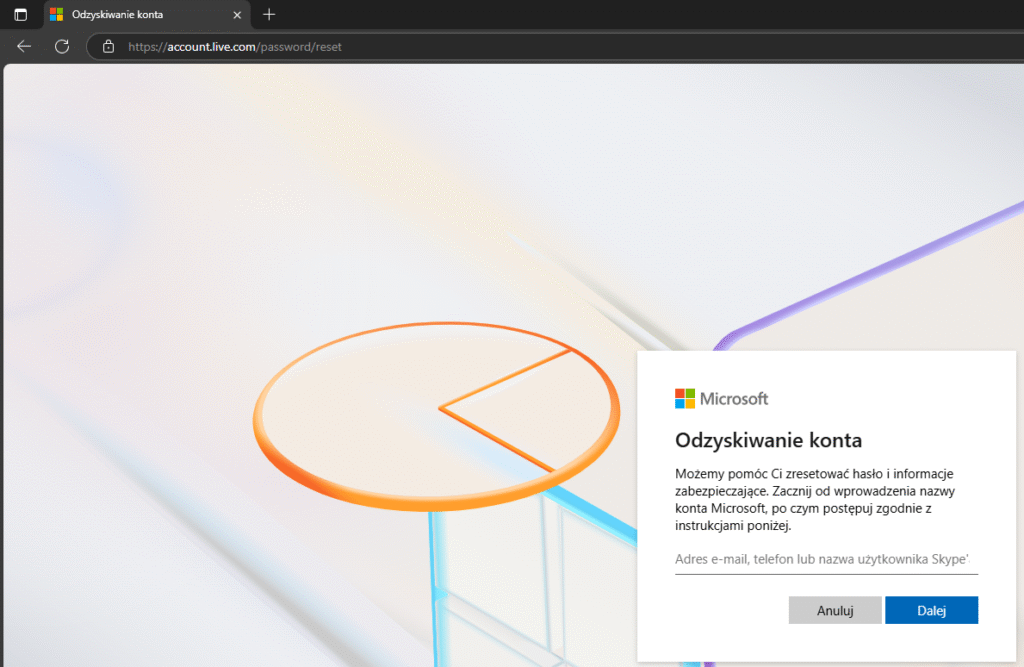 Resetowanie hasła konta Microsoft